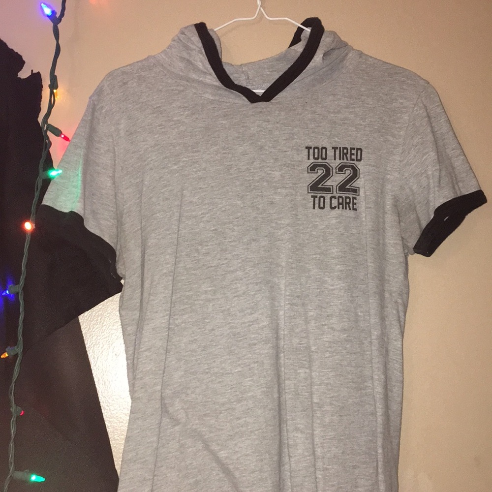 Shirt with hood on it